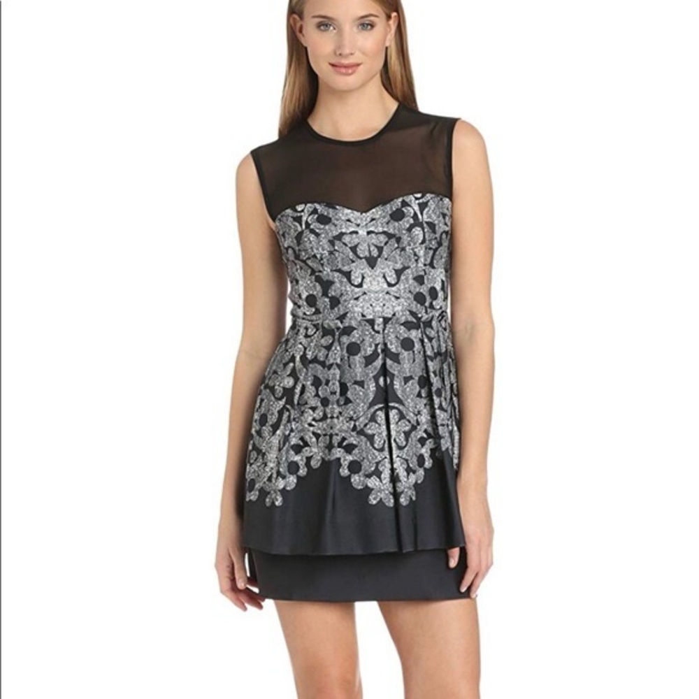 Nanette Lepore-elegant silver and black formal dress